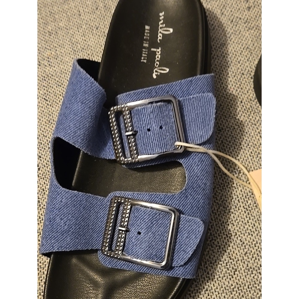 Mila Paoli Italy Leather Sandals Womens 39 US 8.5 Slip On Buckle Brown NWT - Picture 11 of 14